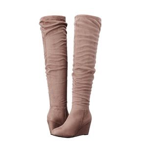 Taupe Faux Suede over the Knee boots